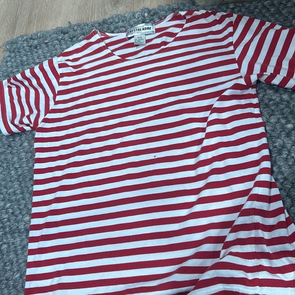 crystal kobe | Tops | Vintage Crystal Kobe Red White Striped Tee Size M ...